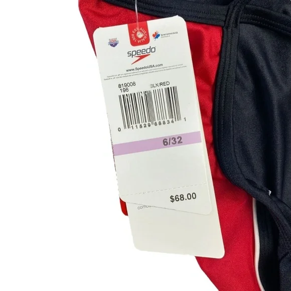 SPEEDO Racing One-Piece Swimwear In black/Red Size 6/32 - NWT - Picture 4 of 6